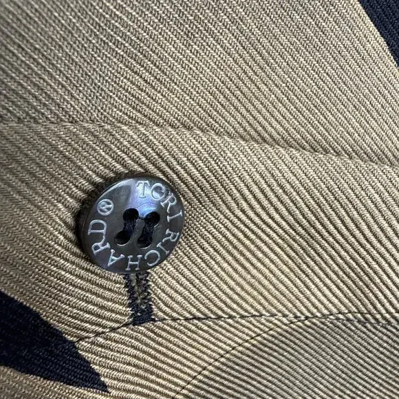 Tori Richard Men Tropical Leaf Print Silk Hawaiian Shirt Size M Black Tan Resort - Picture 2 of 5